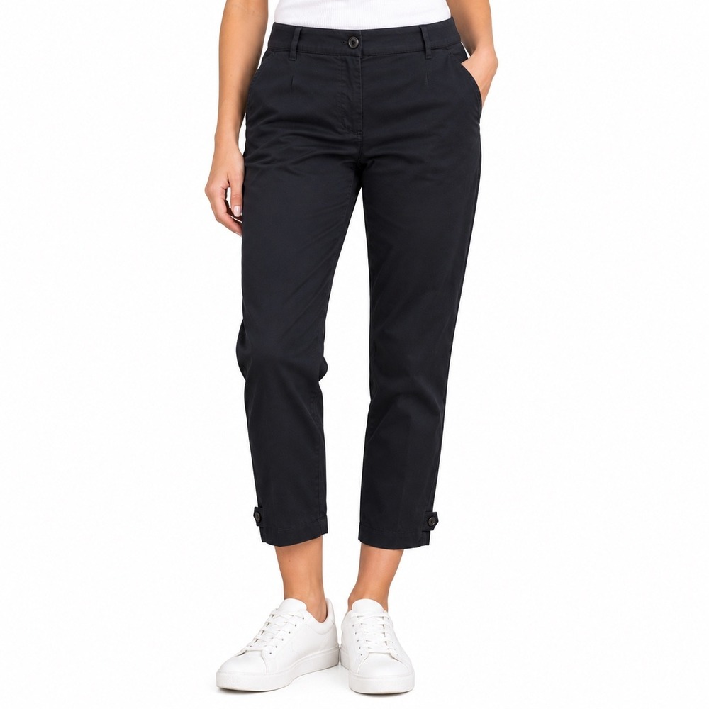 Talbots Perfect Crop Pant Womens 18W Black Stretch Cotton Button Hem Trousers